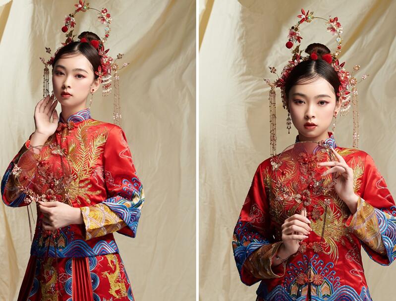 中式秀禾新娘，展示廣西彩妝培訓學校實力