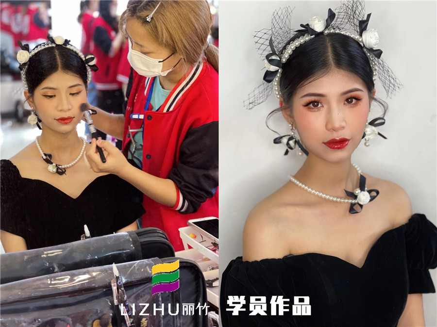 廣西美妝造型培訓(xùn)學(xué)校作品：輕復(fù)古造型、韓式披發(fā)新娘造型