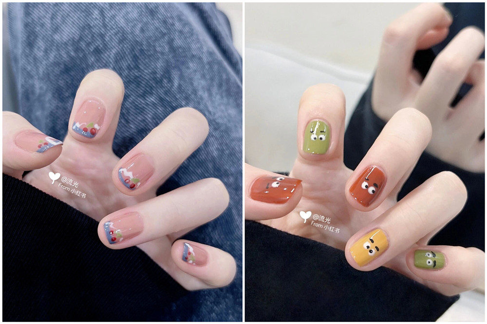 夏日涂鴉風(fēng)美甲分享，廣西網(wǎng)紅美甲培訓(xùn)推薦