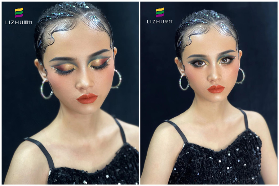 拉丁舞妝容技巧，廣西造型彩妝學(xué)校真人操作