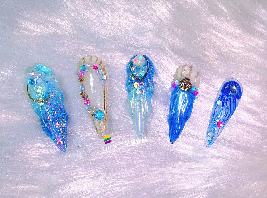 美人魚(yú)美甲、泡泡美甲、玫瑰雕花美甲 |  南寧美甲短期培訓(xùn)班作品