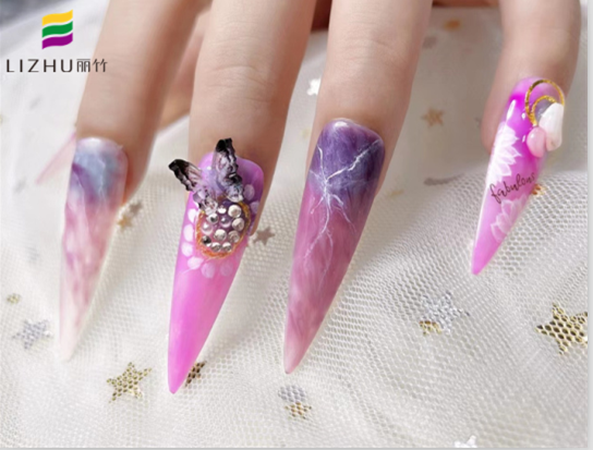 紫色霧霾美甲，南寧培訓美甲師作品欣賞