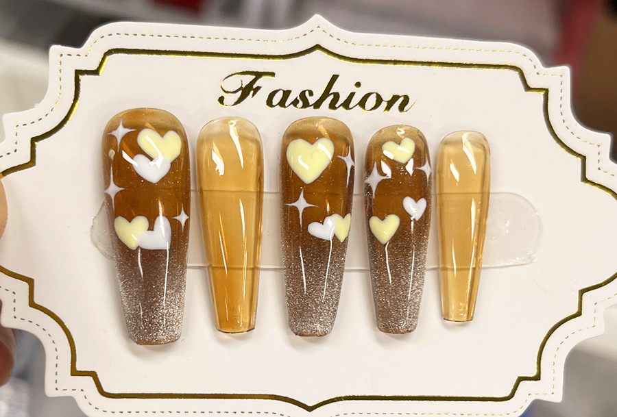 愛心美甲，廣西美甲學員課堂實操作品