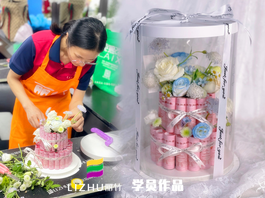 蛋糕花盒制作，南寧花藝學校課堂實訓