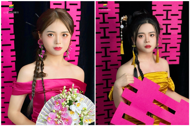 中式晨袍造型，南寧化妝藝術(shù)培訓(xùn)作品