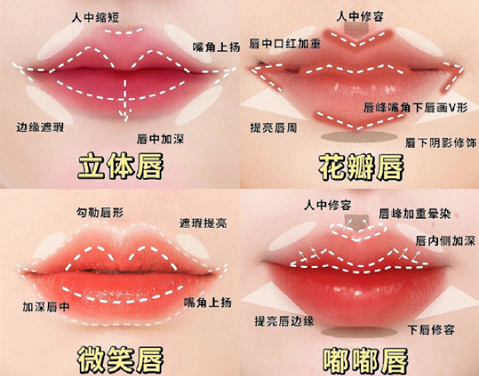 不同唇妝畫法教程，南寧化妝教學機構(gòu)分享