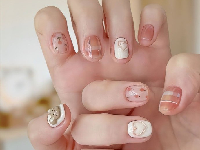 清新短甲圖片，廣西美甲店學(xué)徒推薦款