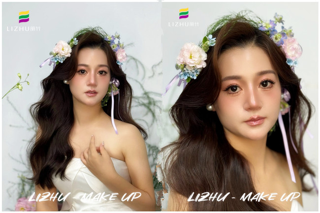 韓系鮮花新娘，廣西新娘化妝學(xué)校課堂作品