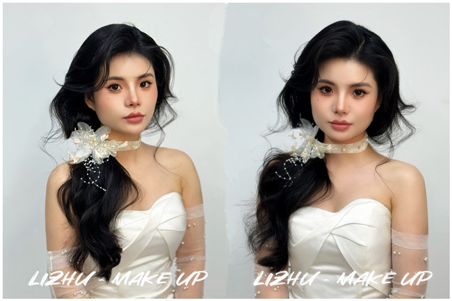 韓式側(cè)扎紋理新娘，廣西學(xué)化妝影樓