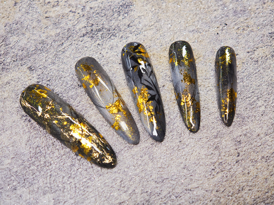 新中式竹林美甲，廣西美甲學(xué)校排名前十作品