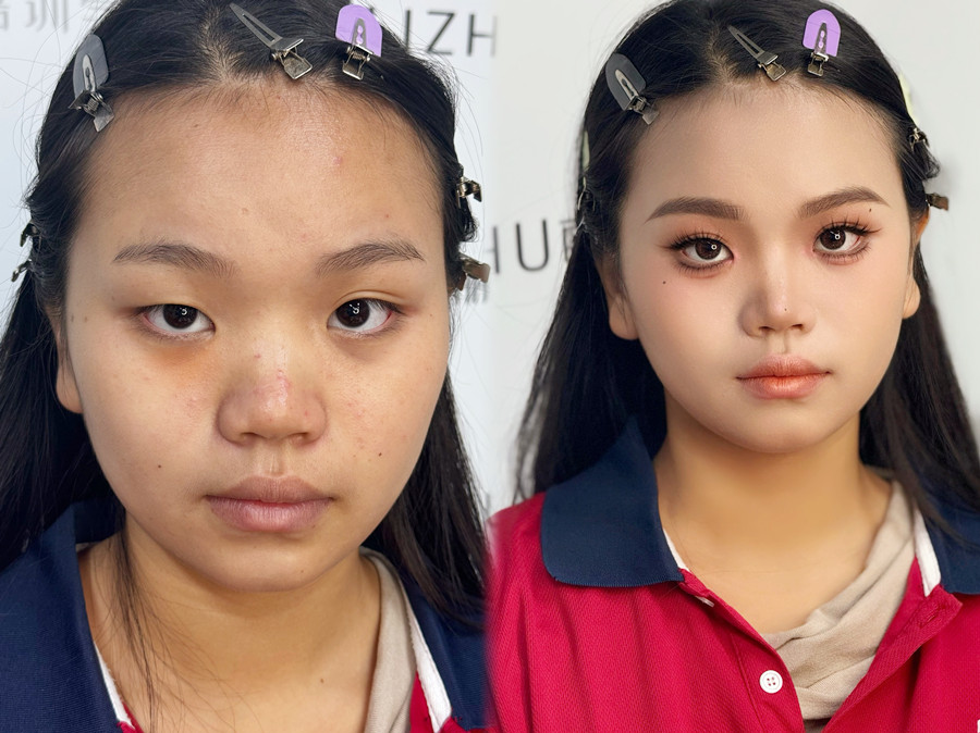 眼皮微調(diào)法的操作步驟，南寧化妝培訓(xùn)真人實操