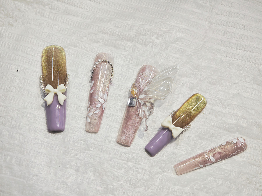 貓眼飾品蝴蝶美甲，南寧美甲培訓(xùn)新手教程