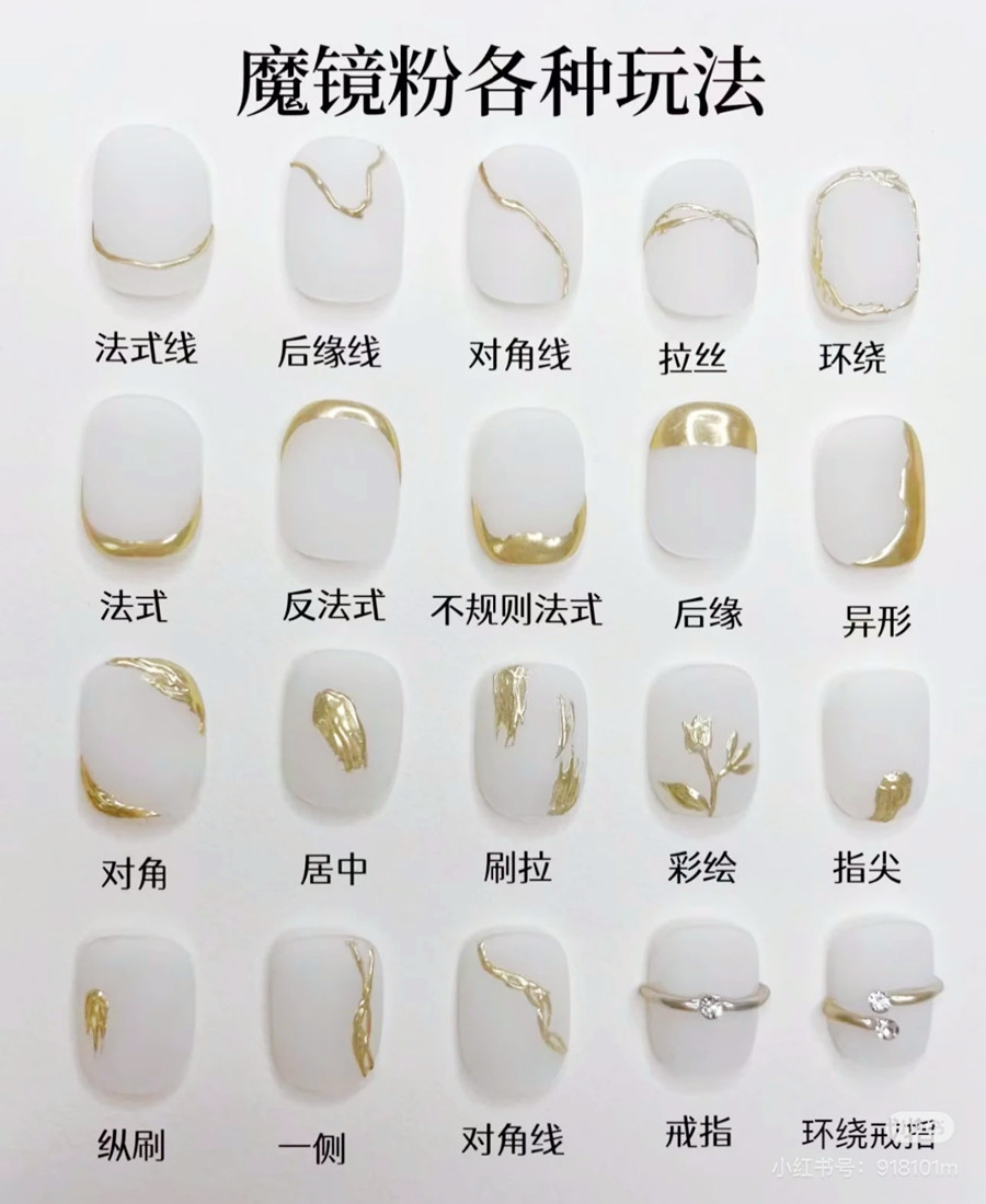 繪制不同魔鏡粉美甲的教程，廣西美甲師教學(xué)