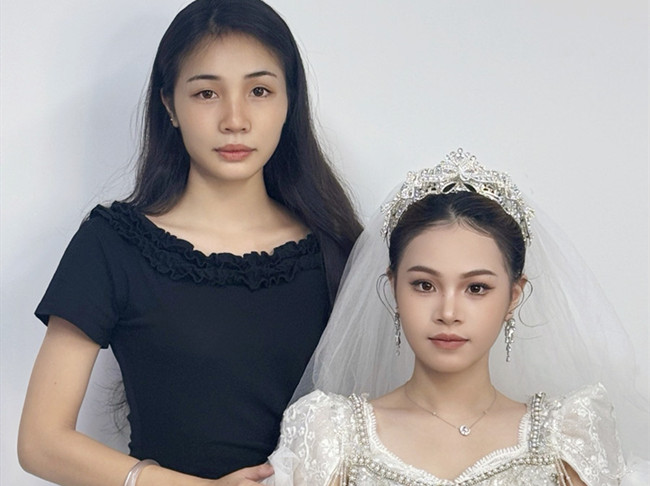 婚禮新娘造型，南寧化妝高彩班學(xué)員作品