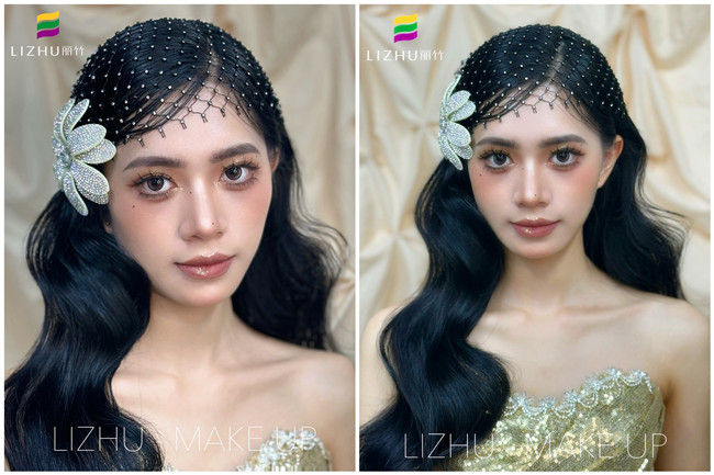 Sana復古內扣披發(fā)，廣西學化妝高彩